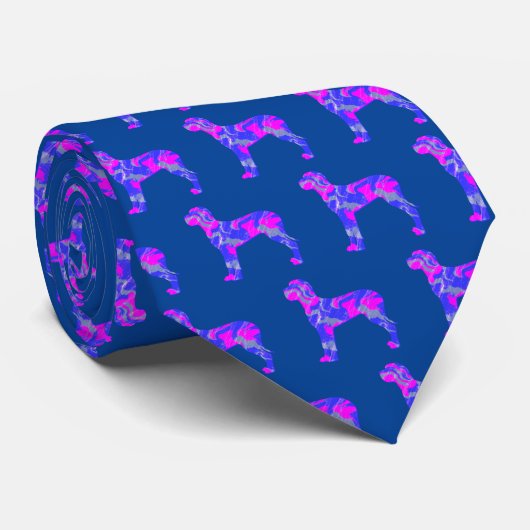 Great Dane Hund Niedlich Pink Silhouette Blue Neck Krawatte (Gerollt)