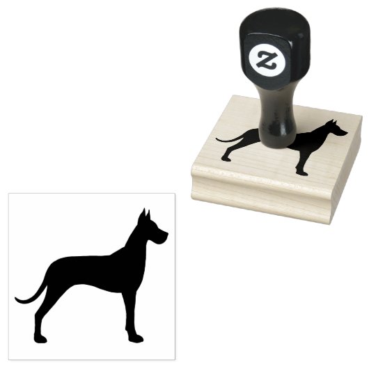 Great Dane Hund Rasse Silhouette Gummistempel (Stempel)
