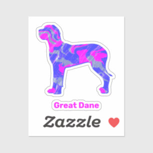 Great Dane Hund Silhouette Crazy Hot Pink Sticker