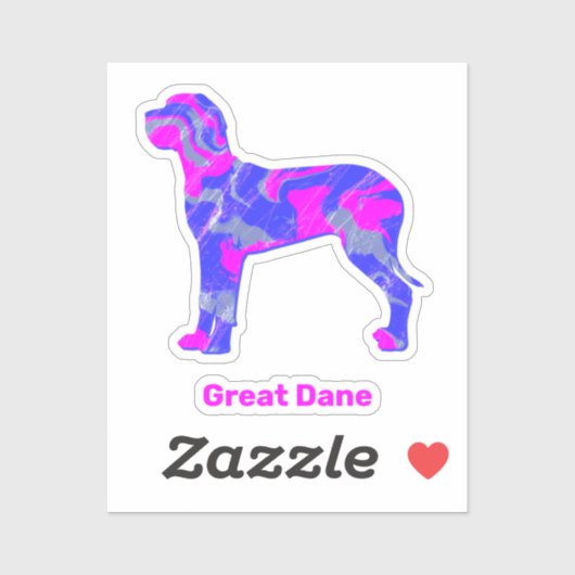 Great Dane Hund Silhouette Crazy Hot Pink Sticker (Blatt)