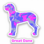 Great Dane Hund Silhouette Crazy Hot Pink Sticker (Vorderseite)
