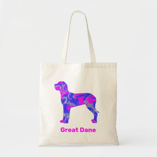 Great Dane Hund Silhouette Crazy Hot Pink Tragetasche (Vorne)