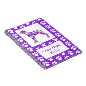 Great Dane Hund Silhouette Paw Lila PY&B Notizblock (Rechte Seite)