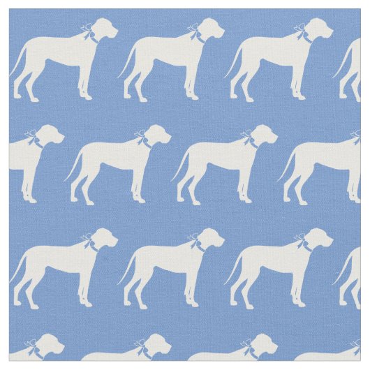Great Dane Hund Silhouette Pet Light Blue Stoff (Nahaufnahme)