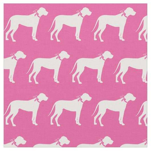 Great Dane Hund Silhouette Pink Stoff (Nahaufnahme)