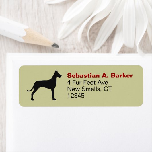 Great Dane Hund Silhouette Rücksendeadresse Labels (Insitu)