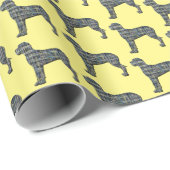 Great Dane Hund Silhouette Y&B Gelbes Gitter Geschenkpapier (Rolleneckpunkt)