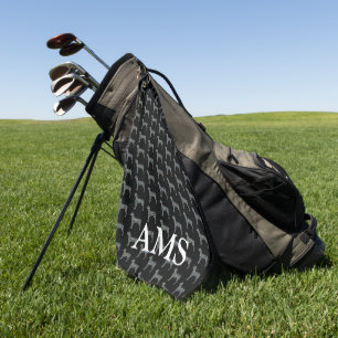 Great Dane Hund Silhouette Y&B Grid Black Golfhandtuch