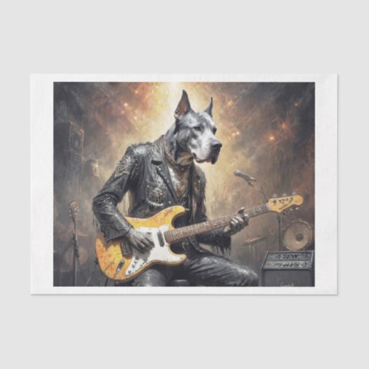 Great Dane Hund spielt E-Gitarre Seidenpapier (Vorderseite)