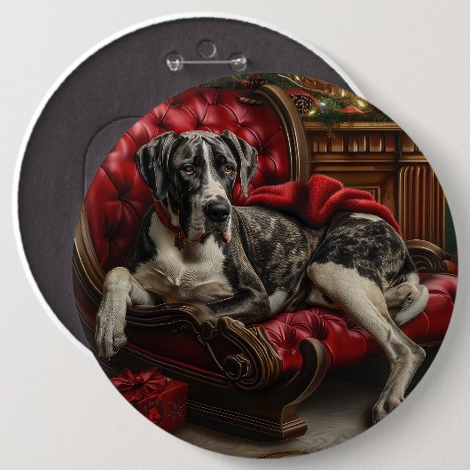 Great Dane Hund Weihnachten Button (Vorne & Hinten)