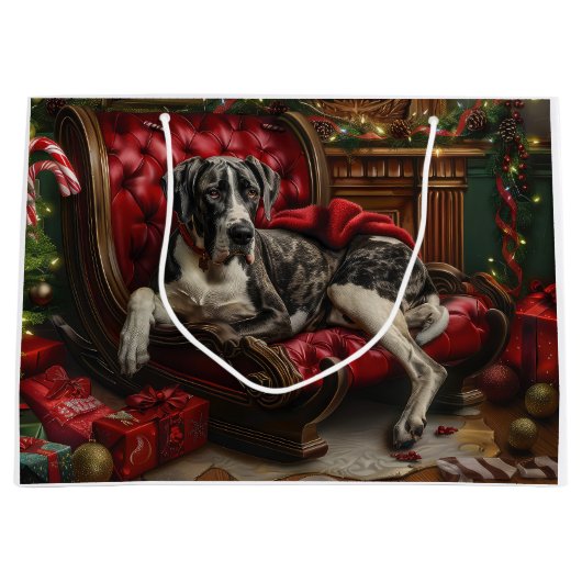 Great Dane Hund Weihnachten Große Geschenktüte (Vorderseite)