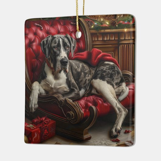Great Dane Hund Weihnachten Keramikornament (Links)