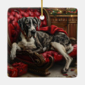 Great Dane Hund Weihnachten Keramikornament (Rückseite)