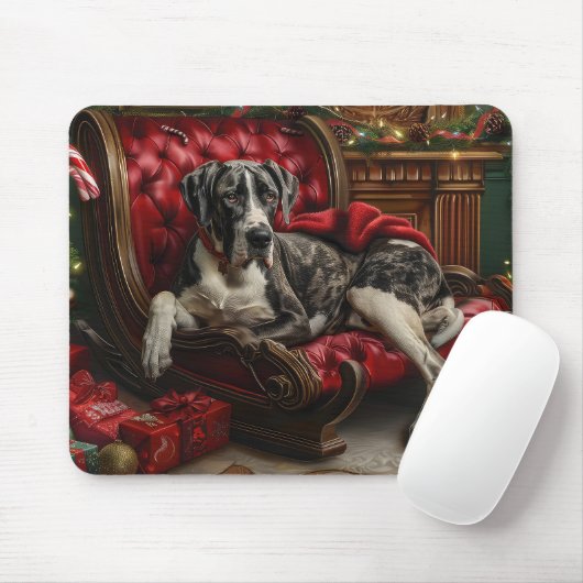 Great Dane Hund Weihnachten Mousepad (Mit Mouse)