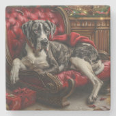 Great Dane Hund Weihnachten Steinuntersetzer (Vorderseite)