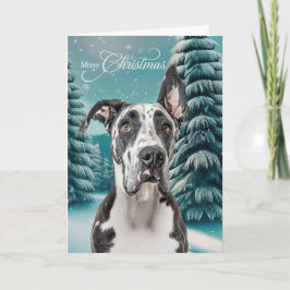 Great Dane Hund Winter Teal Wald Weihnachten