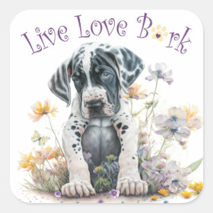 Great Dane Hundemama Blumen Quadratischer Aufkleber