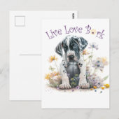 Great Dane-Hundemutter Blumen Postkarte (Vorne/Hinten)