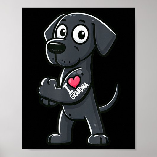 Great Dane I Liebe Oma Funny Dog Tattoo Poster (Vorne)