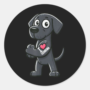 Great Dane I Liebe Oma Funny Dog Tattoo Runder Aufkleber