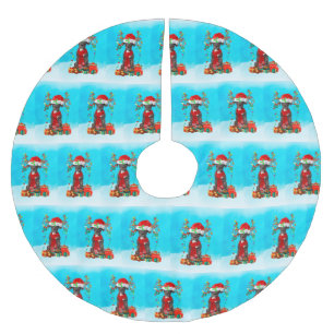 Great Dane im Schnee mit Weihnachtsgeschenken Polyester Weihnachtsbaumdecke