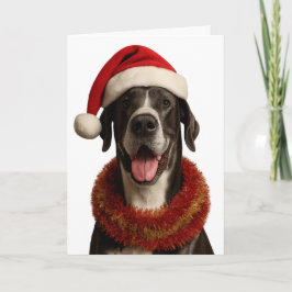 Great Dane in a Santa hat Christmas card Karte