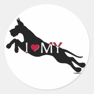 Great Dane Jumper I Liebe My Runder Aufkleber