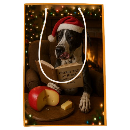 Great Dane Käse Steuer Weihnachtsgeschenktasche  Mittlere Geschenktüte (Vorderseite)