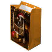 Great Dane Käse Steuer Weihnachtsgeschenktasche  Mittlere Geschenktüte (Rückseite Schrägansicht)