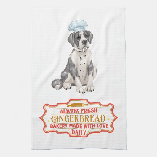 Great Dane Koch Baking Gingerbrot Geschirrtuch (Vertikal)