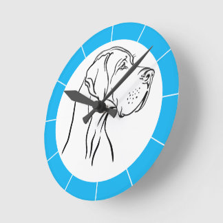 Great Dane Kopfzeichnung Runde Wanduhr