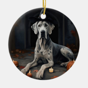 Great Dane Kürbisse Halloween Grusel Flip Keramik Ornament