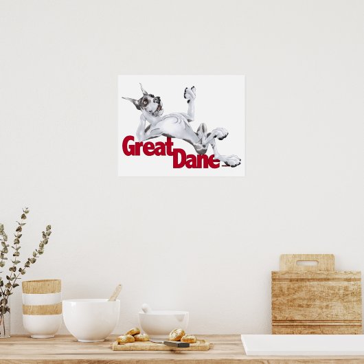 Great Dane Laid Back Harlequin Poster (Küche)