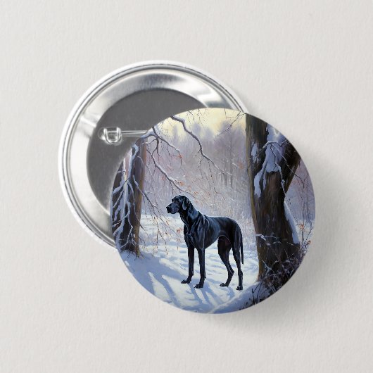 Great Dane Let it Schnee Weihnachten Button (Vorne & Hinten)