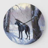 Great Dane Let it Schnee Weihnachten Große Wanduhr (Vorderseite)