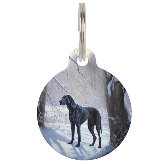 Great Dane Let it Schnee Weihnachten Haustiermarke (Vorderseite)