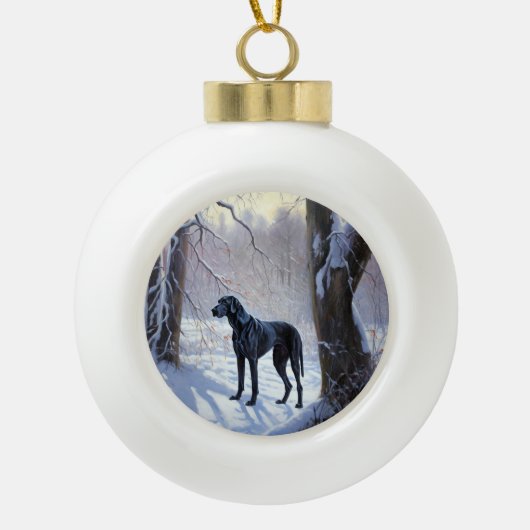 Great Dane Let it Schnee Weihnachten Keramik Kugel-Ornament (Vorderseite)