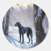 Great Dane Let it Schnee Weihnachten Runder Aufkleber (Vorderseite)