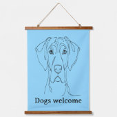 Great Dane lineart Wandteppich Mit Holzrahmen (Vorderseite)