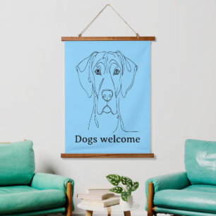Great Dane Lineart Wandteppich Mit Holzrahmen