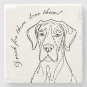 Great Dane Linienporträt Steinuntersetzer (Vorderseite)