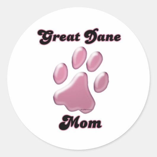 Great Dane Mama Pink Pawprint - Aufkleber (Vorderseite)