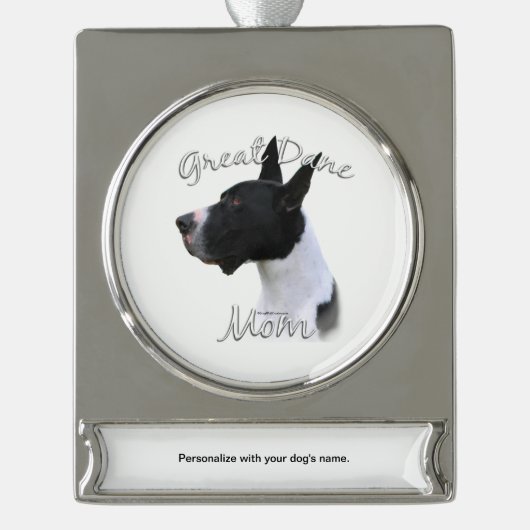 Great Dane (mantle) Mama 2 Banner-Ornament Silber (Vorderseite)