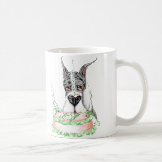 Great Dane Merle Birthday Cake Kaffeetasse (Rechts)