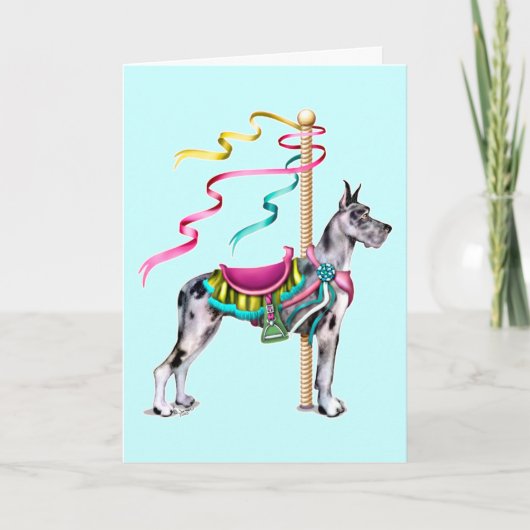 Great Dane Merle Carousel - Maßgeschneidert Karte (Vorderseite)