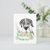 Great Dane Merle UC Geburtstagskuchen Postkarte (Stehend Vorderseite)