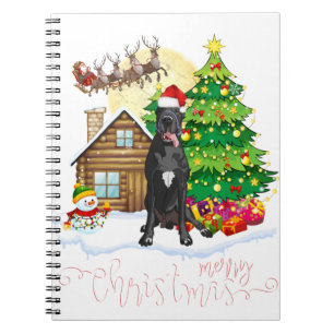 Great dane merry christmas dog lover notizblock