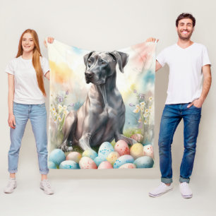 Great Dane mit Ostereiern Fleecedecke