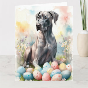 Great Dane mit Ostereiern Karte