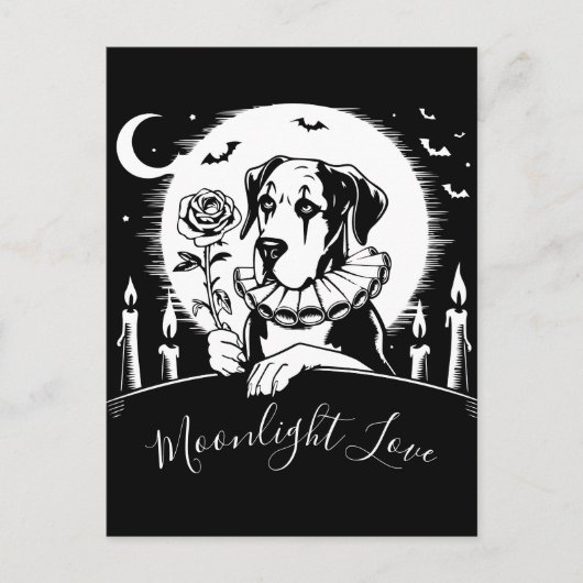 Great Dane "Mondlicht LIEBE Postkarte (Vorderseite)